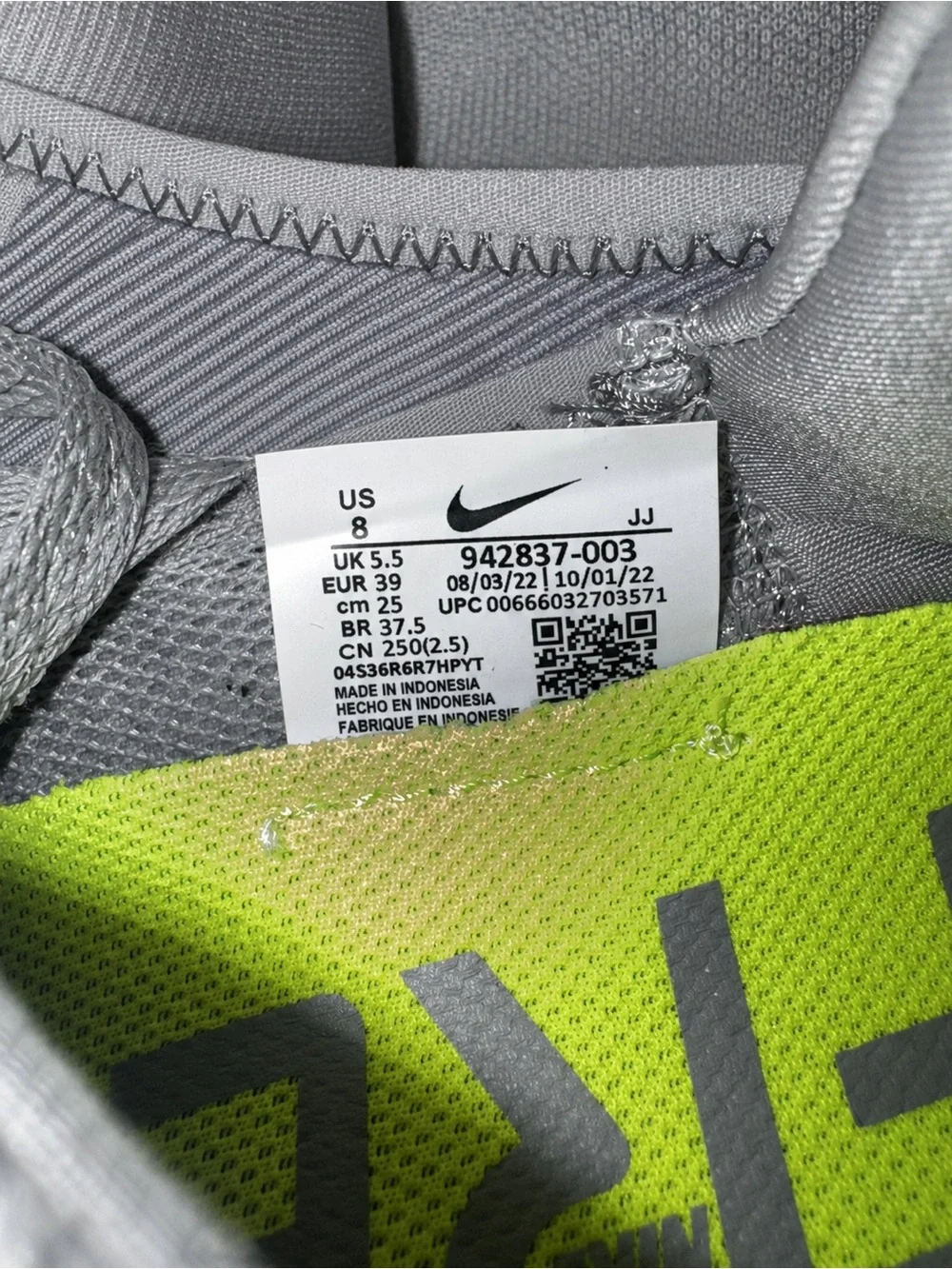 Nike Free RN 2018 Wolf Grey Running Shoes Women’s Size 8